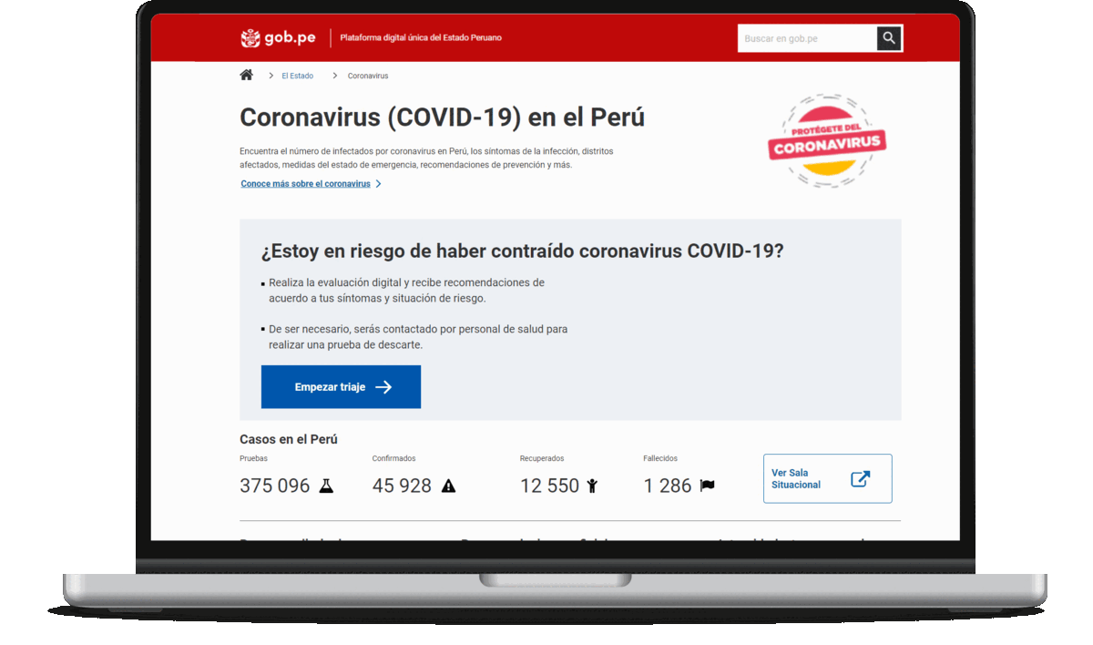 Interactive prototype of the Gob.pe Coronavirus experience