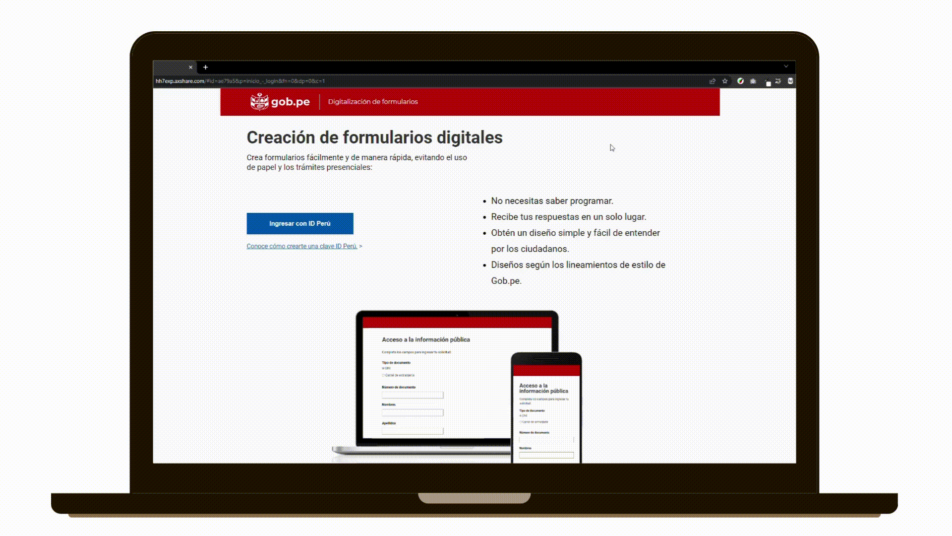 Final Facilita Perú prototype in use